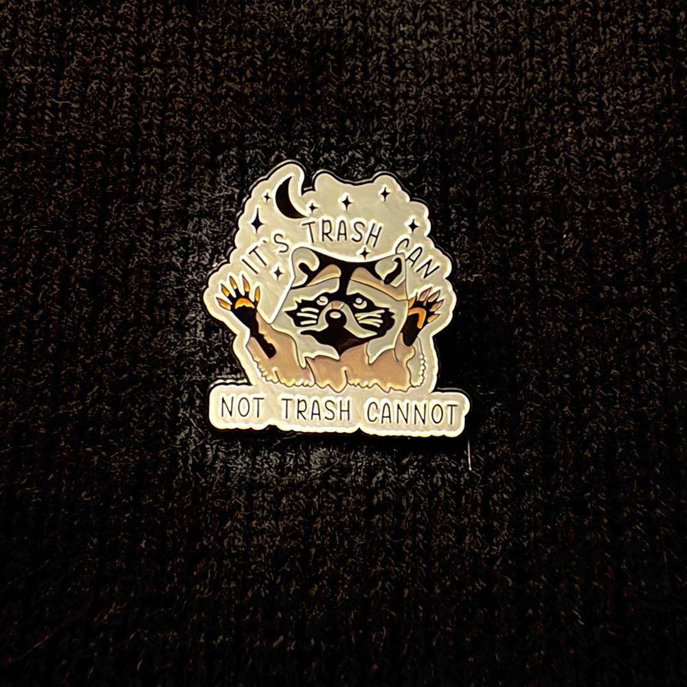 RACCOON ANTI LITTER LAPEL PIN | It’s Trash Can Not Trash Cannot - Picture 3 of 8